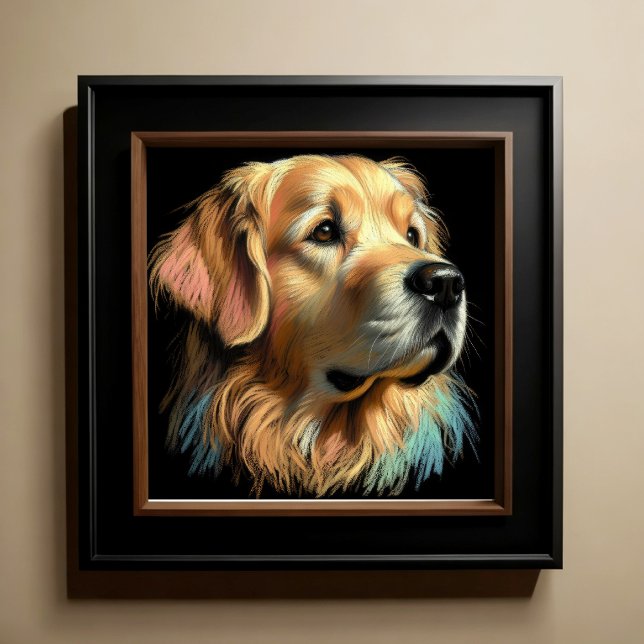 Hard Pastel Teckning Golden Retriever Poster (Skapare uppladdad)