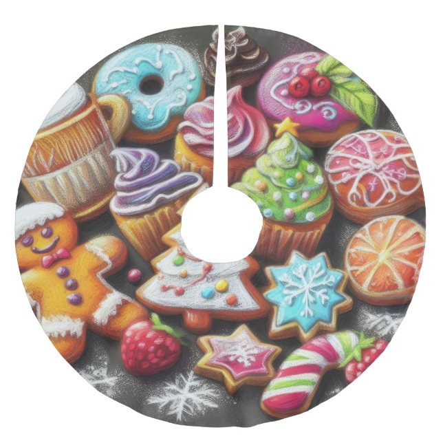 Hard Pastel Teckning jul Motif Helgdag Cookie Julgransmatta Borstad Polyester (Framsidan)