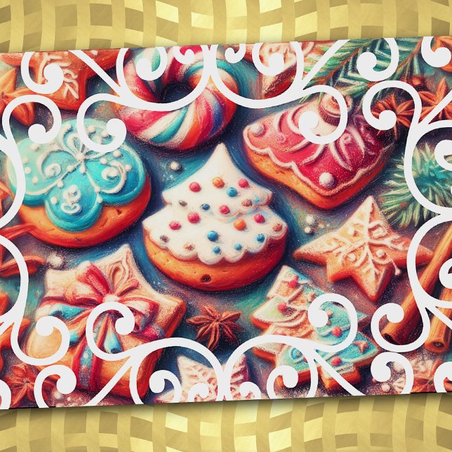 Hard Pastel Teckning jul Motif Helgdag Cookie Kort (Skapare uppladdad)