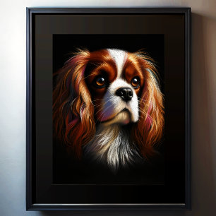 Hard Pastel Teckning Kung Charles Cavalier Spanska Poster