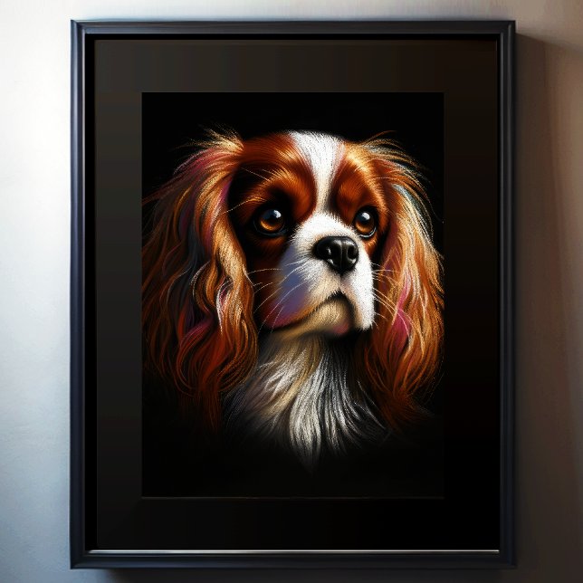 Hard Pastel Teckning Kung Charles Cavalier Spanska Poster (Skapare uppladdad)