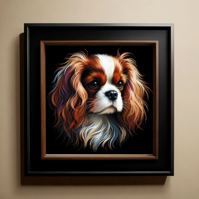 Hard Pastel Teckning Kung Charles Cavalier Spanska Poster (Skapare uppladdad)
