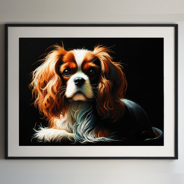 Hard Pastel Teckning Kung Charles Cavalier Spanska Poster (Skapare uppladdad)