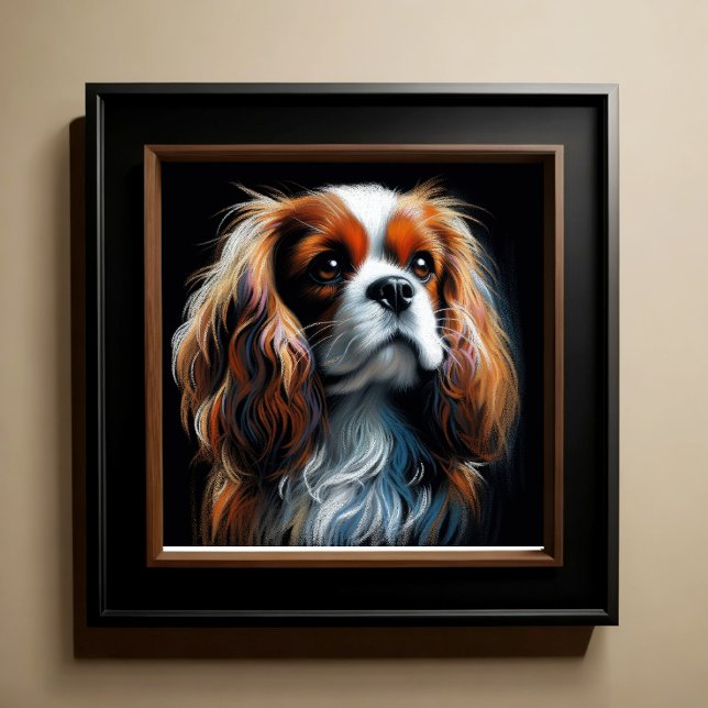 Hard Pastel Teckning Kung Charles Cavalier Spanska Poster (Skapare uppladdad)