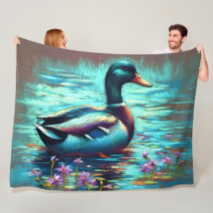 Hard Pastel Teckning Mallard Anka Fleecefilt