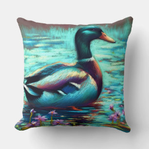 Hard Pastel Teckning Mallard Anka Kudde
