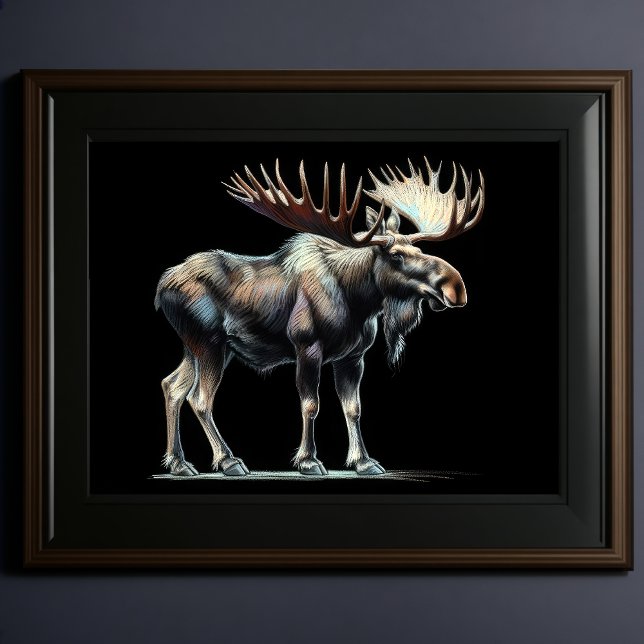 Hard Pastel Teckning Moose Poster (Skapare uppladdad)