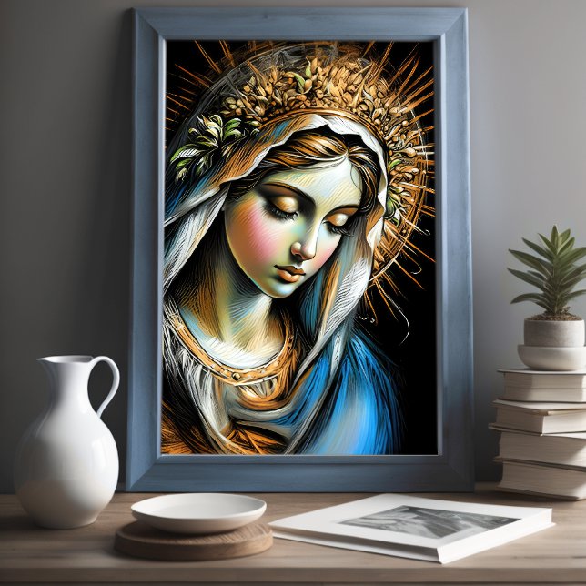 Hard Pastel Teckning Mor Mary Poster (Skapare uppladdad)