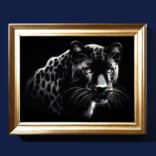 Hard Pastel Teckning Snö Leopard Poster