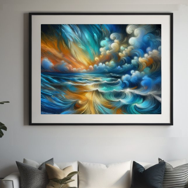Hård Pastel Teckning som kraschar Vågar II Poster (Skapare uppladdad)