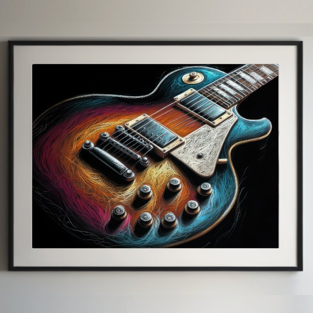 Hård Pastel Teckning Stag Electric Guitar Poster (Skapare uppladdad)