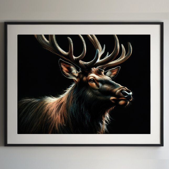 Hard Pastel Teckning Stag Elk Poster (Skapare uppladdad)