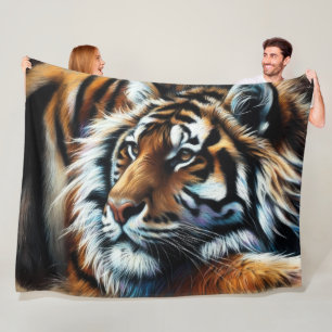 Hard Pastel Teckning Tiger Fleecefilt