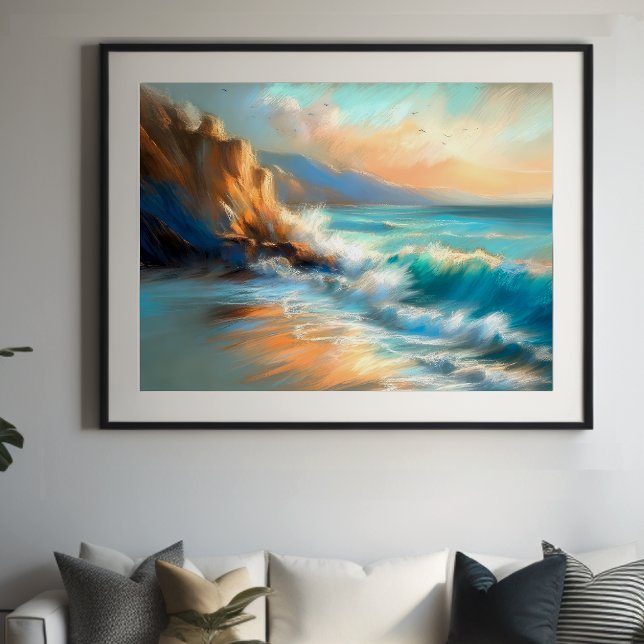 Hård Pastel Teckning Vågar på en persika Poster (Skapare uppladdad)