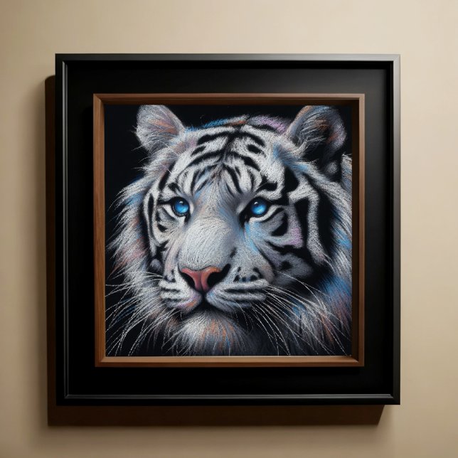Hård Pastel Teckning White Tiger Poster (Skapare uppladdad)