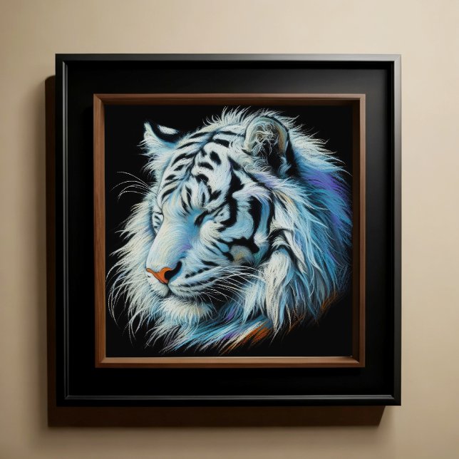 Hård Pastel Teckning White Tiger Poster (Skapare uppladdad)