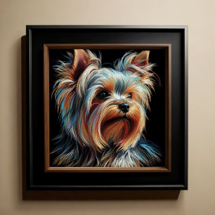 Hard Pastel Teckning Yorkshire Terrier Yorkie Poster
