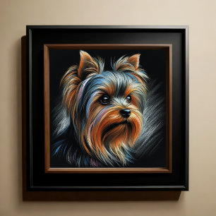 Hard Pastel Teckning Yorkshire Terrier Yorkie Poster