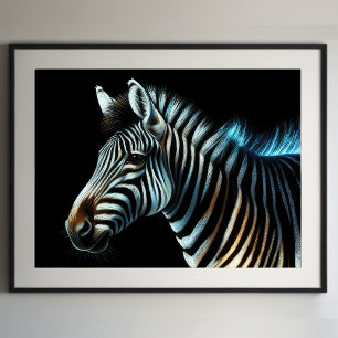 Hard Pastel Teckning Zebra Poster