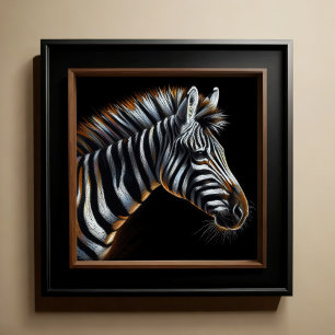 Hard Pastel Teckning Zebra Poster