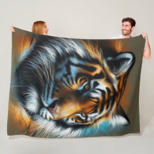 Hård Pastel Tiger på Tan Fleecefilt