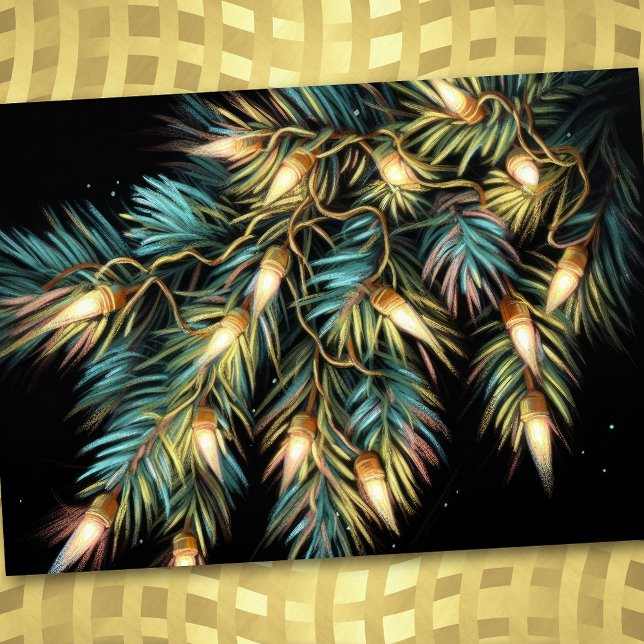 Hård pastellteckning jul semestersträngljus julkort (Skapare uppladdad)