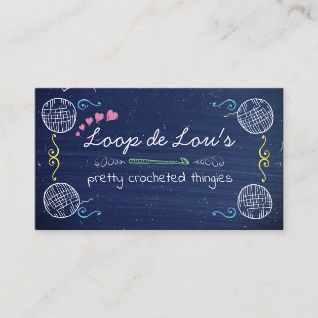 Hård, skiva krok boll av garn visitkort (Framsida)