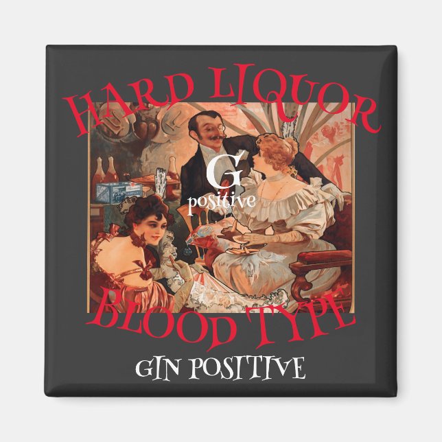Hård sprit blodgrupp G positiv GIN Magnet (Framsidan)