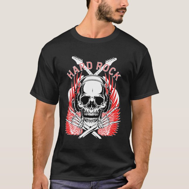 hård sten-skallmusik t shirt (Framsida)