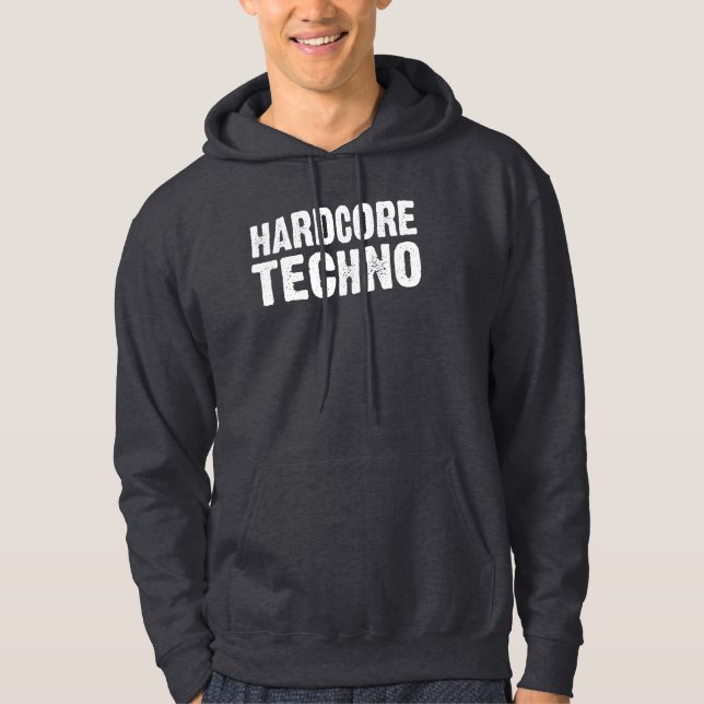 Hård Techno Distressed logodesign Hoodie (Framsida)