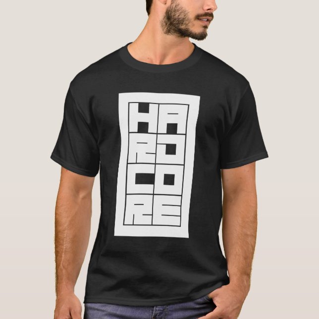 Hård typografi logodesign med fet stil och block t shirt (Framsida)
