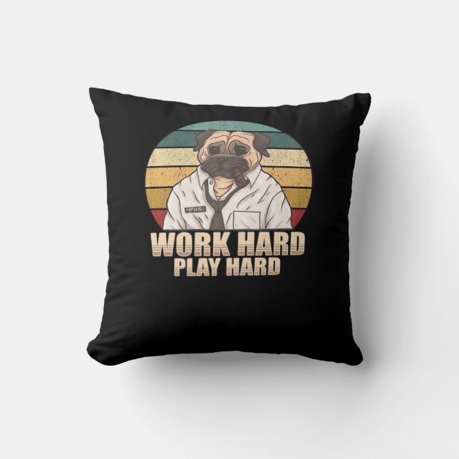 Hård uppspelning av Hård Pug Classic för arbete Kudde (Framsida)