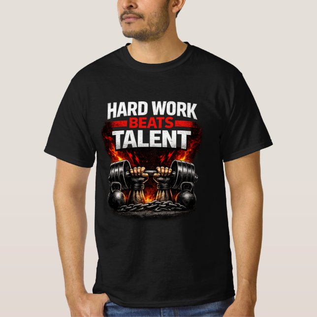 Hard Work Beats Talent Gym T-Shirt | Hardcore Body (Framsida)