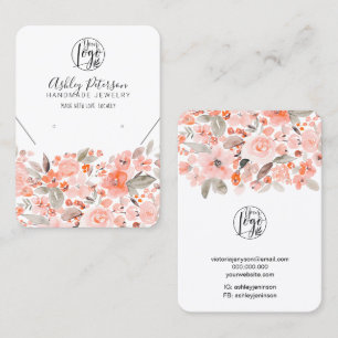 Hårda halsband av rosa blommigt logotyp visitkort