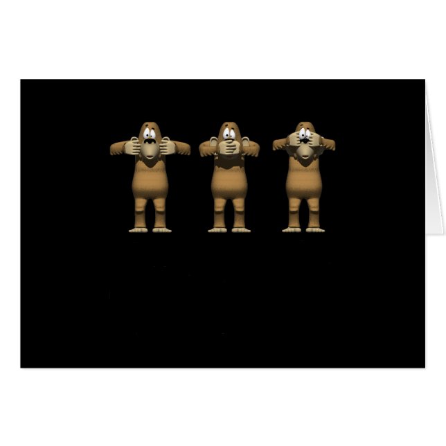 Hårda inga onda apor hälsningskort (Framsidan Horizontal)