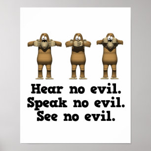 Hårda inga onda apor poster