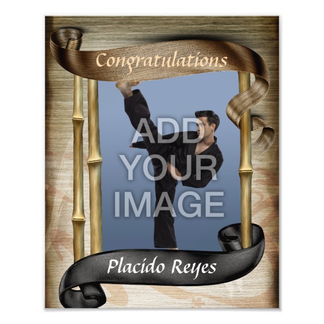 Hårda martialkonst Black Bälte Porträtt One-foto Fototryck (Framsidan)