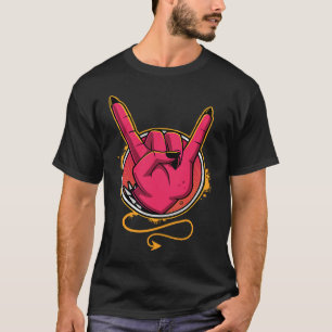 Hårda Metall Djävulen Horns T Shirt