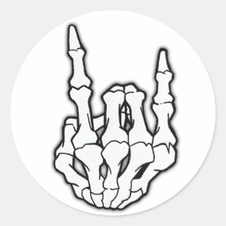 Hårda Metall-horn - Skeleton Hand - Stickers Runt Klistermärke