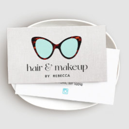 Hårda och Makeup Stylist Retro Sunglasses Business Visitkort