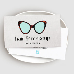Hårda och Makeup Stylist Retro Sunglasses Business Visitkort