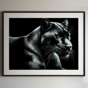 Hårda Pastel Teckning Black Panther III Poster