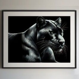 Hårda Pastel Teckning Black Panther III Poster