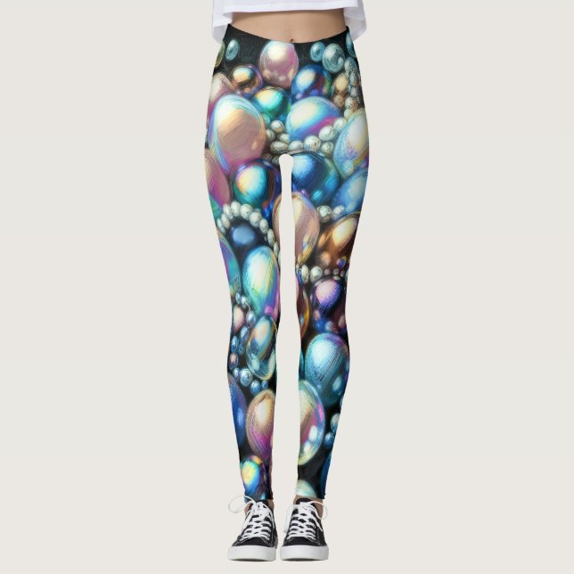 Hårda pastellpärlor Iridescent Pärlor Leggings (Framsida)