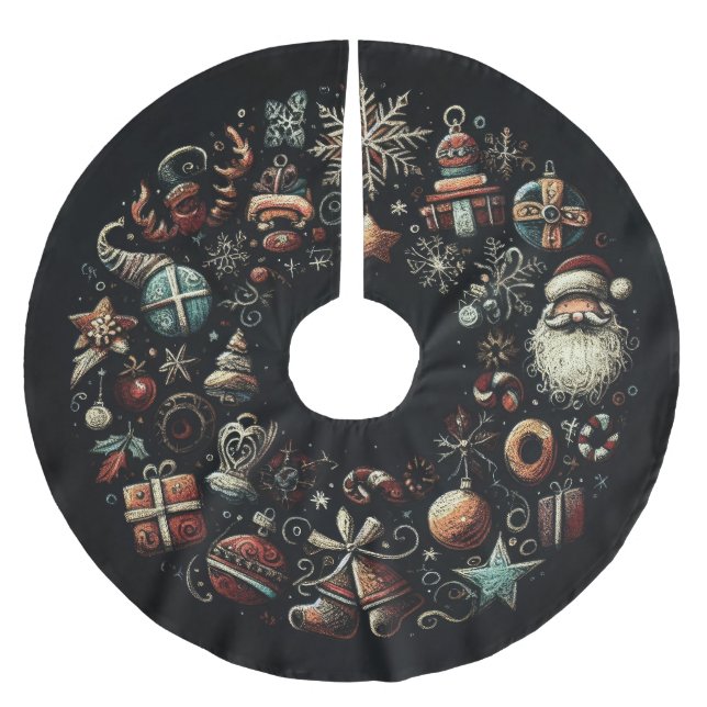 Hårda Pastels Teckning julmotifs Julgransmatta Borstad Polyester (Framsidan)