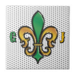 Hårda plastunderlägg kakelplatta<br><div class="desc">Anpassningsbar Elegant Fleur De Lis Design av Edward Eksi. Enkel modifiering av INITIALER och TEXTS efter dina behov.</div>