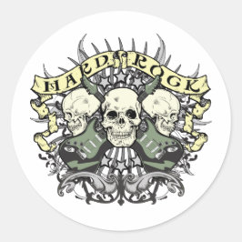 Hårda Sten Skull och Guitars Runt Klistermärke