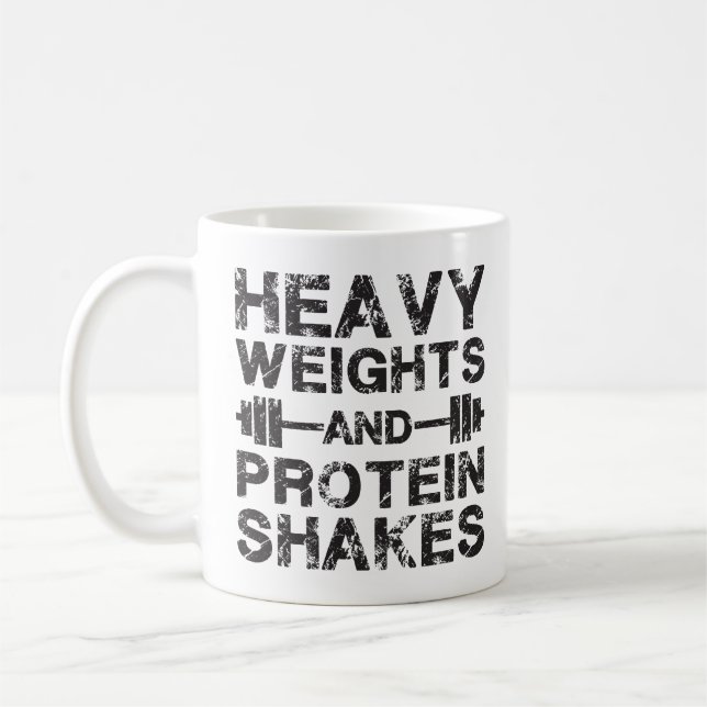 Hårda vikter och proteingshakes - Gym Workout Kaffemugg (Vänster)