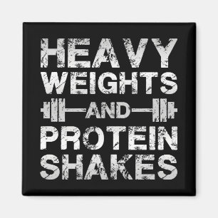 Hårda vikter och proteingshakes - Gym Workout Magnet