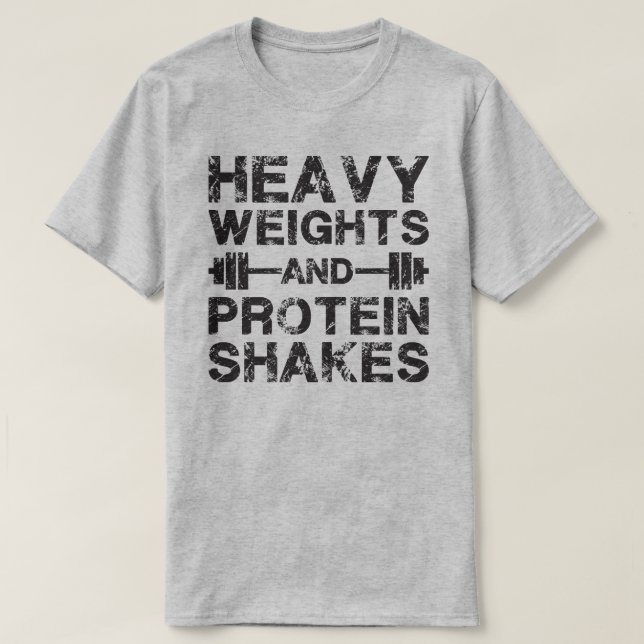 Hårda vikter och proteingshakes - Gym Workout T-shirt (Design framsida)